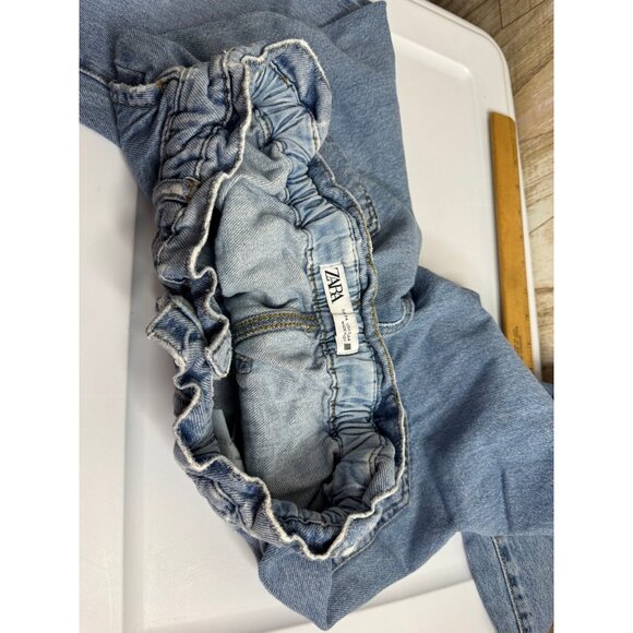 ZARA High Waisted Denim Jeans Paperbag Waist Straight Leg Women S - Picture 5 of 12